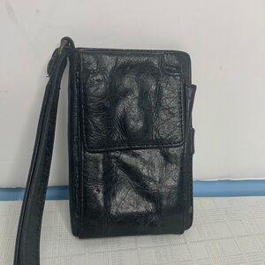 Hobo Act wristlet in black vintage Hyde Leather